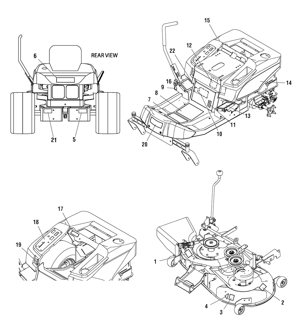 Decals Group Diagram and Parts List for 107289860-7800513,ZTS6000 2009 Briggs and Stratton Lawn Tractor Accessories